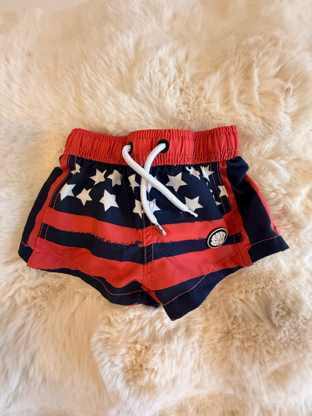 Binky Bro Kids Red & Navy Stripe Swim Shorts with Stars
